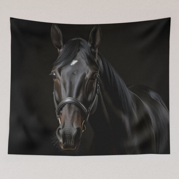 Item preview, cinematic photography of a black stallion designed and sold by dcrc.