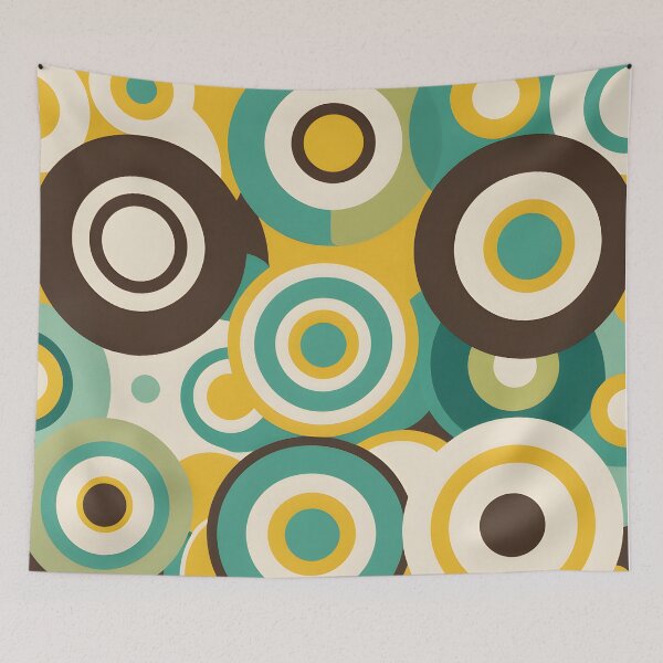 Item preview, Mid Century Modern Geometric Circles Mint  Lemon designed and sold by Prints and Lifestyle.