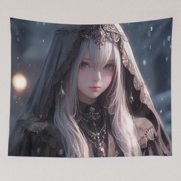 Item preview, Gothic Winter Maiden Anime Girl designed and sold by bubblegoth.