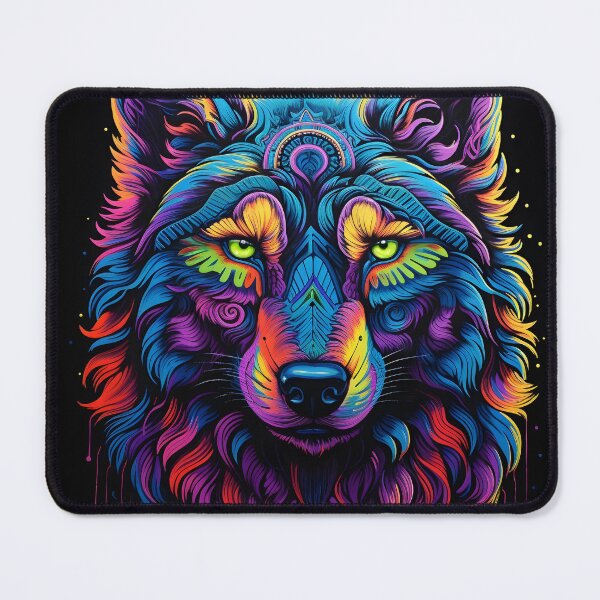 Item preview, Colorful neon wolf print designed and sold by dcrc.