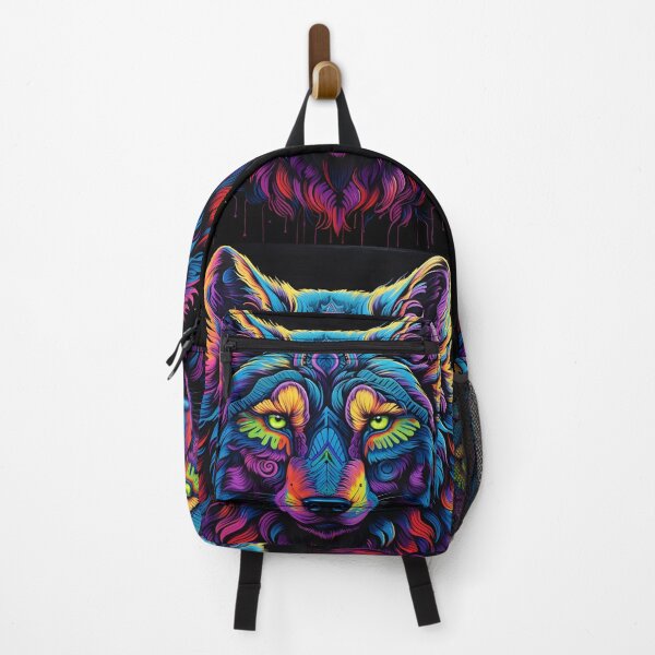Item preview, Colorful neon wolf print designed and sold by dcrc.