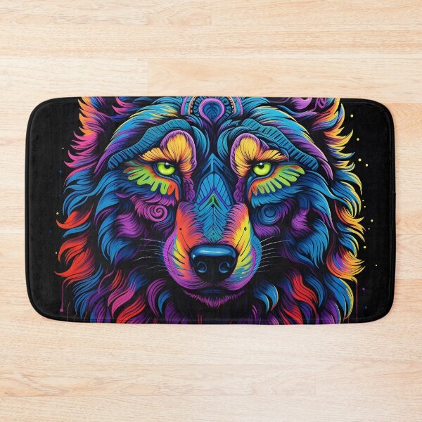 Item preview, Colorful neon wolf print designed and sold by dcrc.