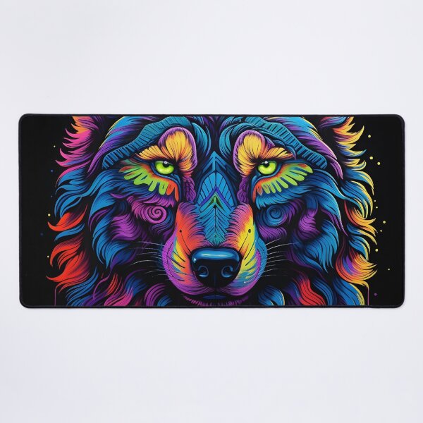 Item preview, Colorful neon wolf print designed and sold by dcrc.