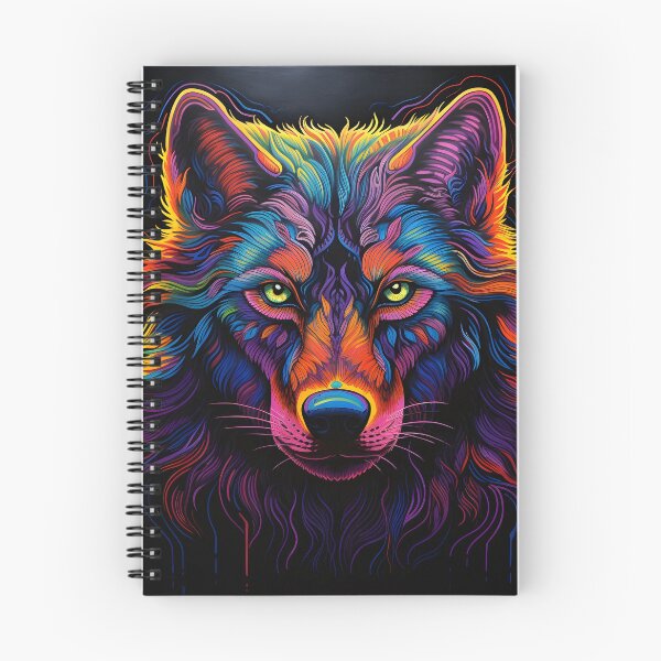 Item preview, colorful neon wolf print designed and sold by dcrc.