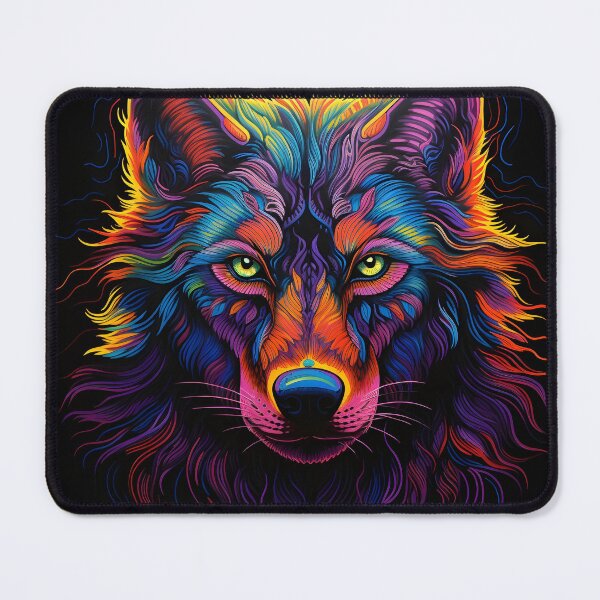 Item preview, colorful neon wolf print designed and sold by dcrc.