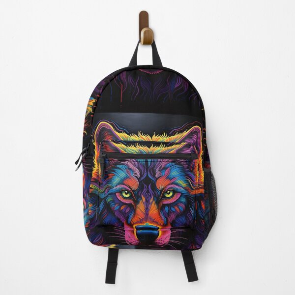 Item preview, colorful neon wolf print designed and sold by dcrc.