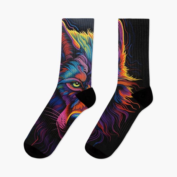 Item preview, colorful neon wolf print designed and sold by dcrc.
