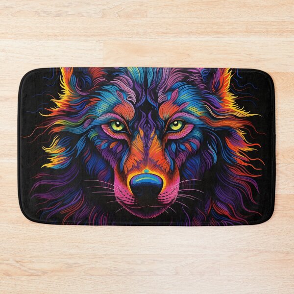 Item preview, colorful neon wolf print designed and sold by dcrc.