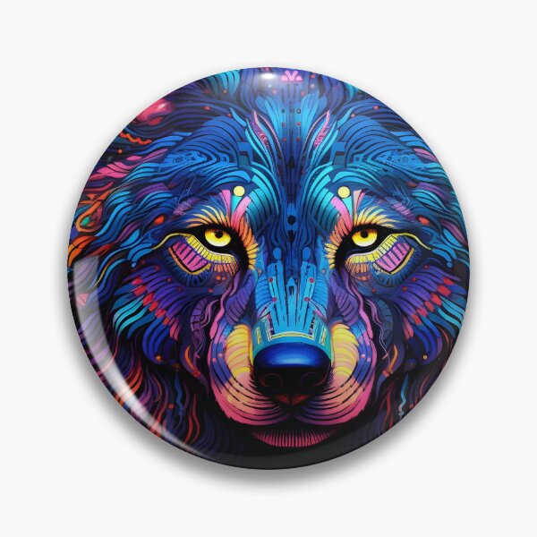 Item preview, colorful neon wolf print designed and sold by dcrc.