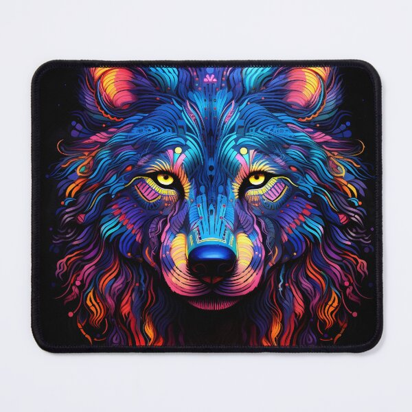Item preview, colorful neon wolf print designed and sold by dcrc.