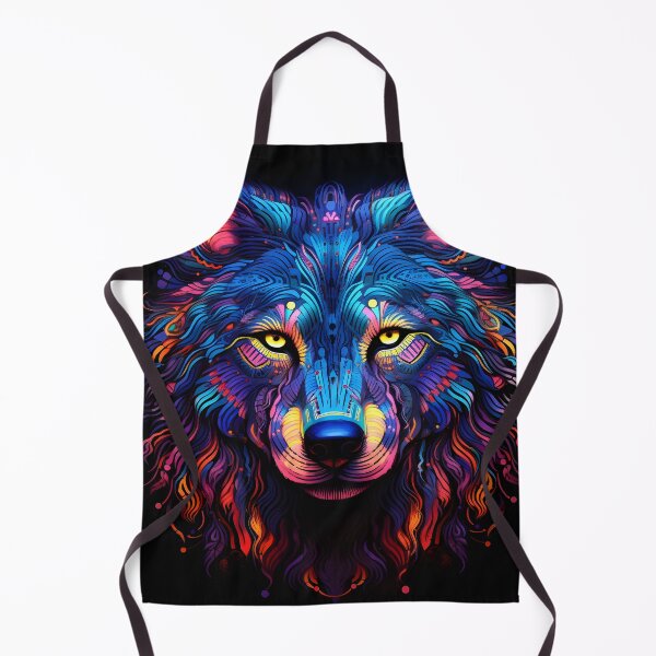 Item preview, colorful neon wolf print designed and sold by dcrc.