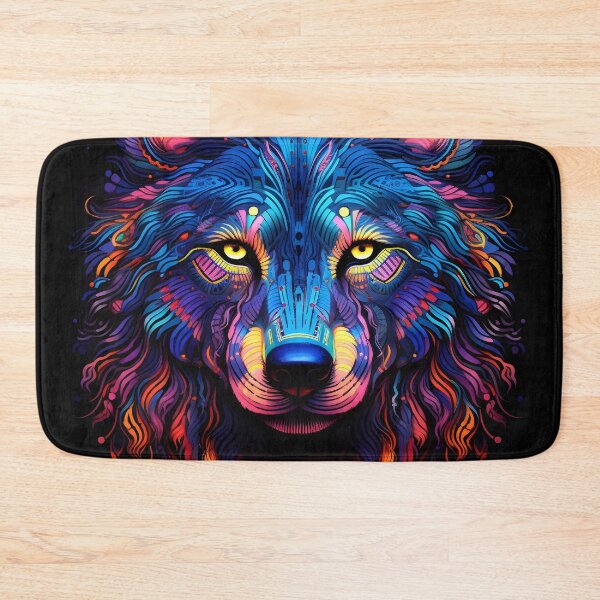 Item preview, colorful neon wolf print designed and sold by dcrc.