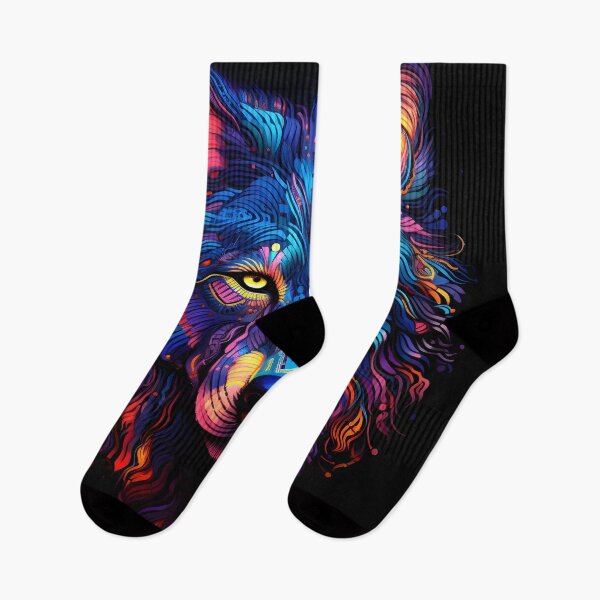 Item preview, colorful neon wolf print designed and sold by dcrc.