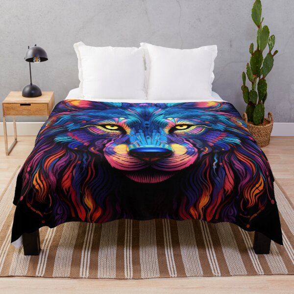 Item preview, colorful neon wolf print designed and sold by dcrc.