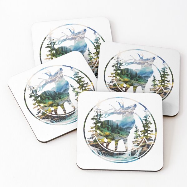 Item preview, Elk Forest Mountain Landscape Silhouette designed and sold by TheAnimalZ00.