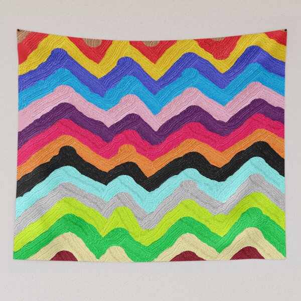 Item preview, mountains, zigzags, wave, vintage wave patterns, oil painting designed and sold by zzzozzo.