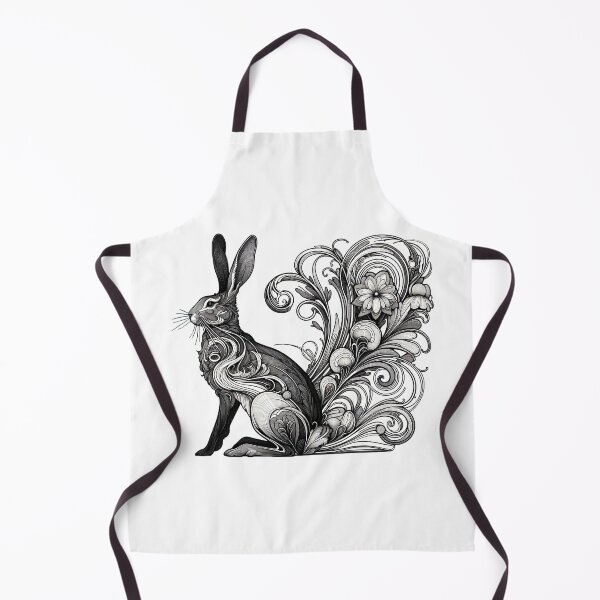 Item preview, Art Nouveau Rabbit | Black and White | Ornate | Animal Art designed and sold by JackrabbitPub.