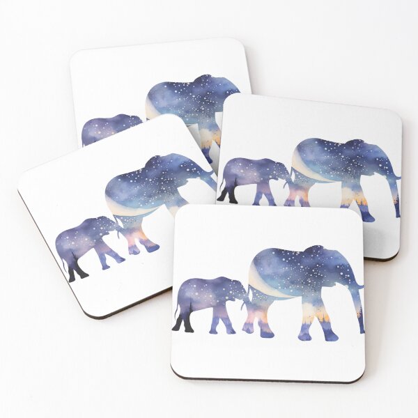 Item preview, Elephant & Baby Elephant Night Sky Silhouette designed and sold by TheAnimalZ00.