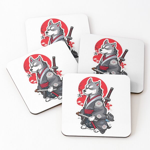 Item preview, Cute Japan samurai grey dog designed and sold by KorArtStudio.