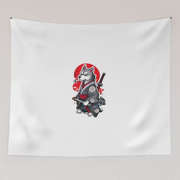 Item preview, Cute Japan samurai grey dog designed and sold by KorArtStudio.