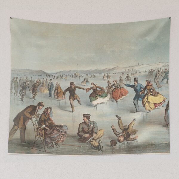Item preview, Vintage Central Park Ice Skating Painting (1861) designed and sold by BravuraMedia.