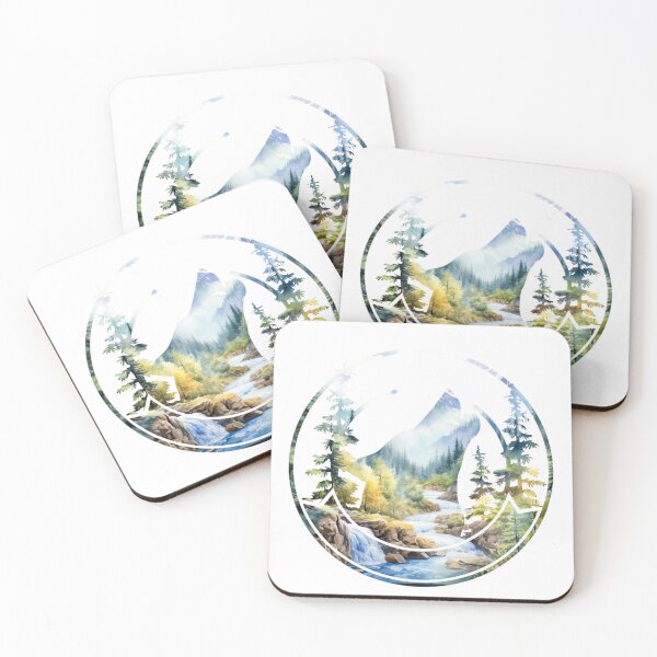 Item preview, Wolf Forest Mountain Landscape Silhouette designed and sold by TheAnimalZ00.