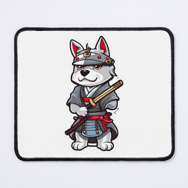 Item preview, Cute Japan samurai puppy grey dog designed and sold by KorArtStudio.
