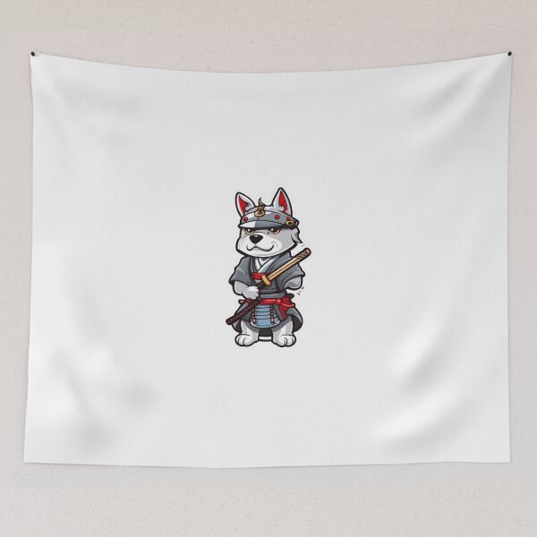 Item preview, Cute Japan samurai puppy grey dog designed and sold by KorArtStudio.