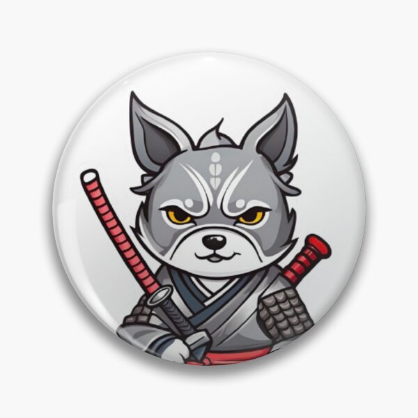 Item preview, Cool Japan samurai puppy grey dog designed and sold by KorArtStudio.
