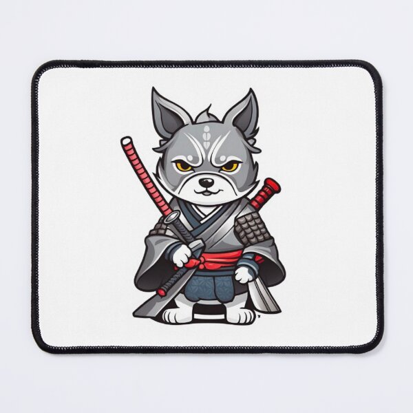 Item preview, Cool Japan samurai puppy grey dog designed and sold by KorArtStudio.