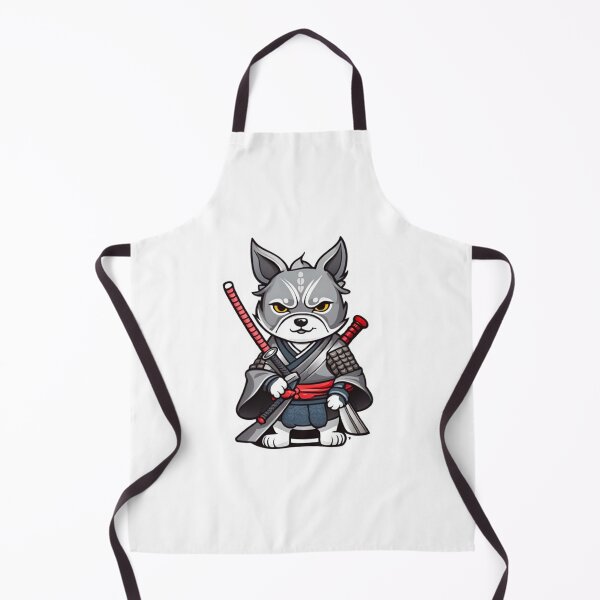 Item preview, Cool Japan samurai puppy grey dog designed and sold by KorArtStudio.