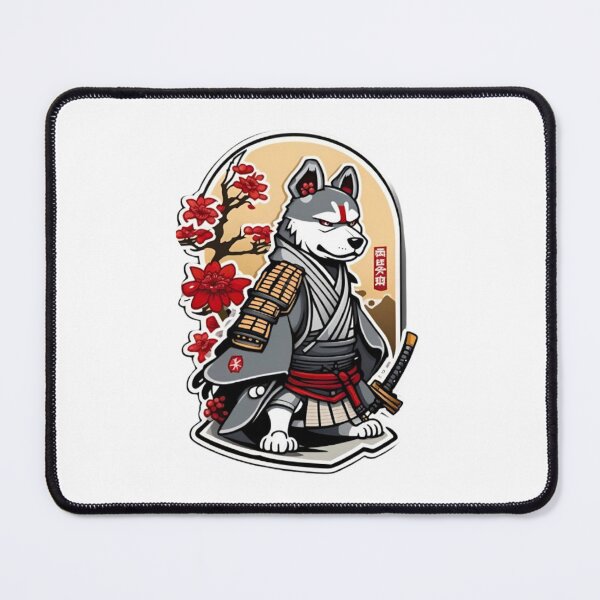 Item preview, Cute Japan samurai katana grey dog designed and sold by KorArtStudio.