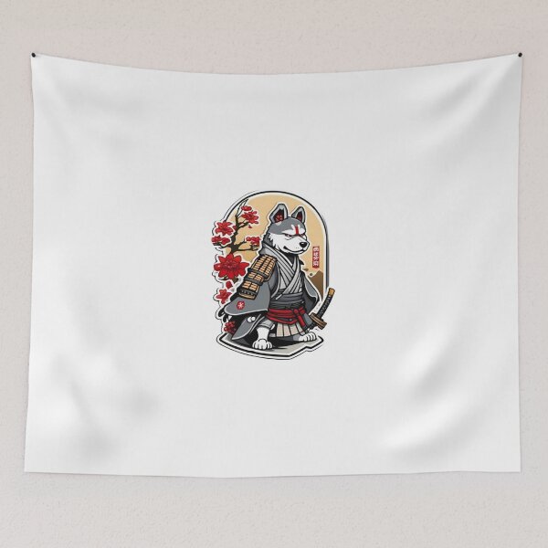 Item preview, Cute Japan samurai katana grey dog designed and sold by KorArtStudio.