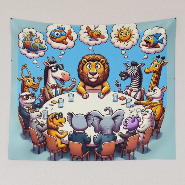 Item preview, Animal Council Meeting Art Print designed and sold by inkArtistryfine.