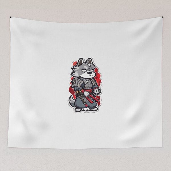 Item preview, Cool Japan samurai katana grey dog designed and sold by KorArtStudio.