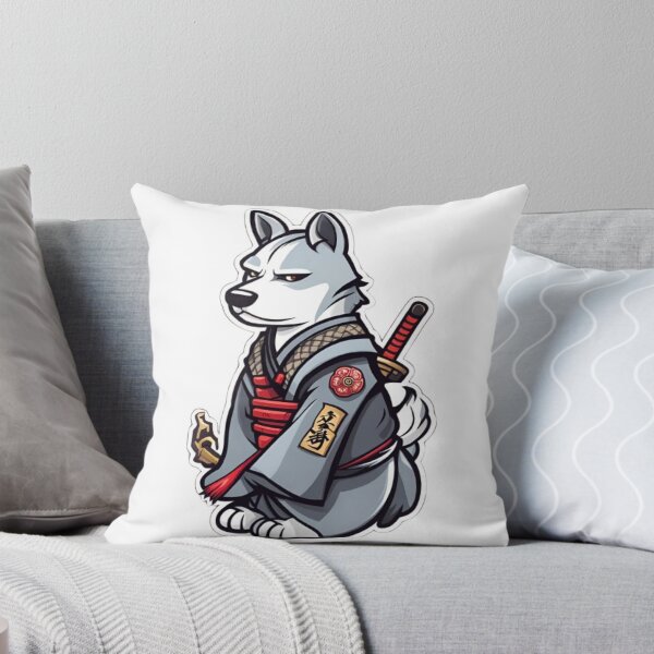 Item preview, Cute Japan samurai katana puppy grey dog designed and sold by KorArtStudio.