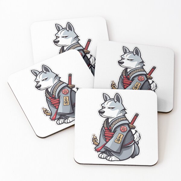 Item preview, Cute Japan samurai katana puppy grey dog designed and sold by KorArtStudio.