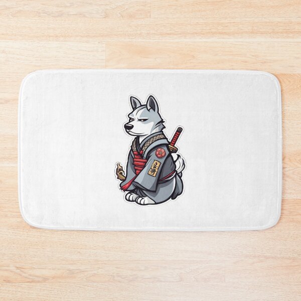 Item preview, Cute Japan samurai katana puppy grey dog designed and sold by KorArtStudio.