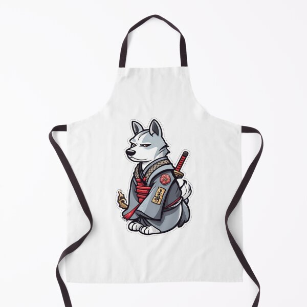 Item preview, Cute Japan samurai katana puppy grey dog designed and sold by KorArtStudio.