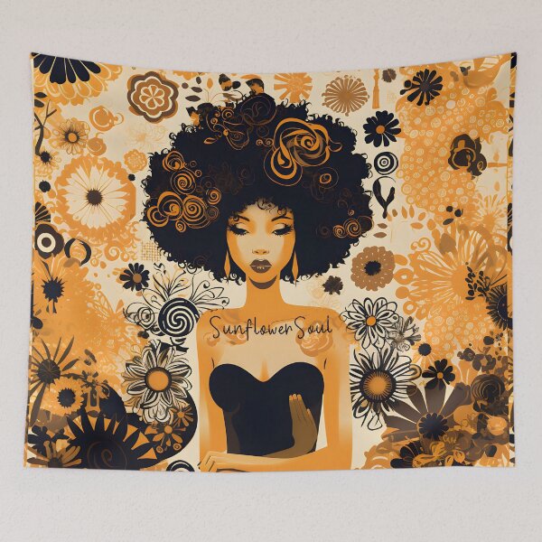 Item preview, Autumn Harmony Afro-Floral Artwork designed and sold by inkArtistryfine.