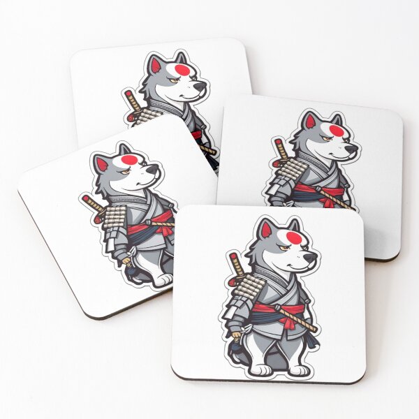 Item preview, Cool Japan samurai katana puppy grey dog designed and sold by KorArtStudio.