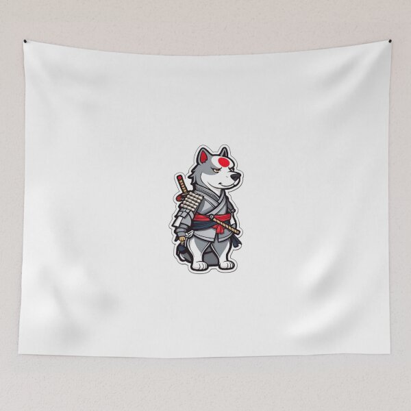 Item preview, Cool Japan samurai katana puppy grey dog designed and sold by KorArtStudio.