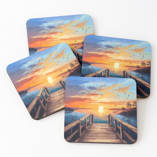 Item preview, Sunset Serenity: Lakeside Retreat Art designed and sold by inkArtistryfine.