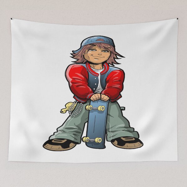 Item preview, Cool Boy With Skateboard and Bandana designed and sold by yourworldusa.
