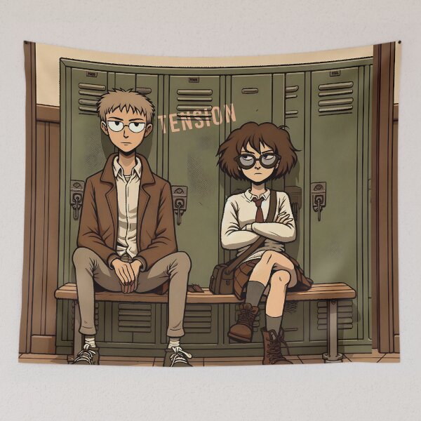 Item preview, School Days Benchmates Illustration designed and sold by inkArtistryfine.