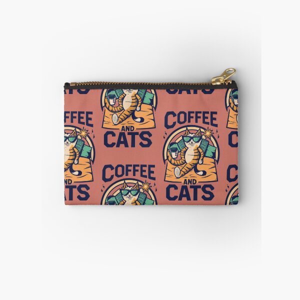 Item preview, Vintage Kawaii Cute Coffee and Cats Pink Orange v5 designed and sold by FenwickDesign99.
