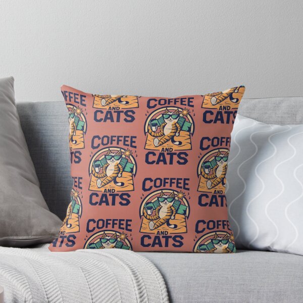 Item preview, Vintage Kawaii Cute Coffee and Cats Pink Orange v5 designed and sold by FenwickDesign99.
