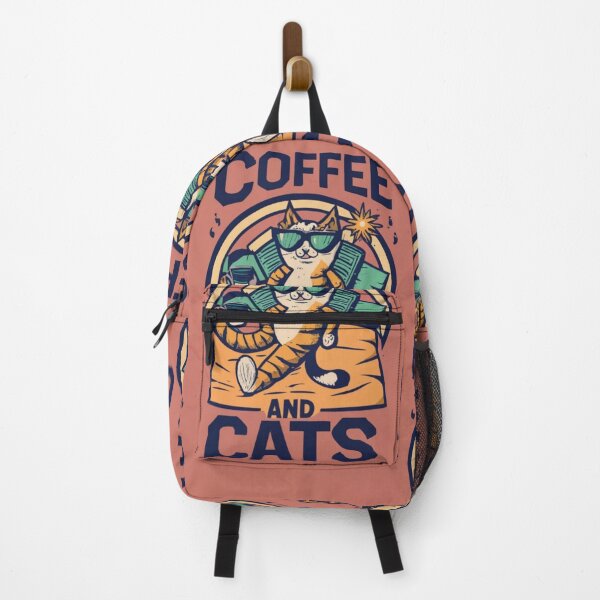 Item preview, Vintage Kawaii Cute Coffee and Cats Pink Orange v5 designed and sold by FenwickDesign99.