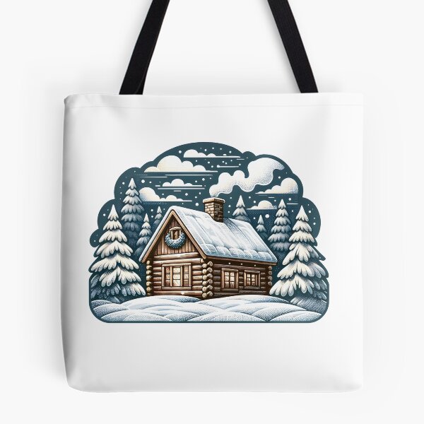 Artikelvorschau, Winter Haven: Gemütliche Hütte im verschneiten Wald Aufkleber/Magnet entworfen und verkauft von ColorStudioArt.