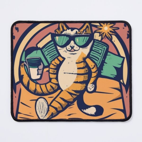 Item preview, Vintage Kawaii Cute Coffee and Cats Pink Orange v5 designed and sold by FenwickDesign99.
